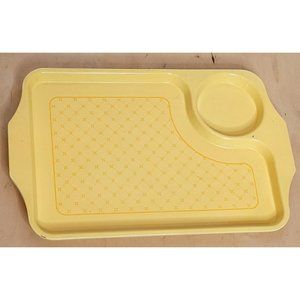 Vintage Food Tray Lacquer Ware Yellow Orange Flowers Toyo Plastic